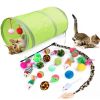 Pet Cat 21 PCS Toy Set Mouse Plush Toys Feather Two Way Tunnel Scratchers Bell Toys Teasing Wands Toys Set - 21 Pieces Set