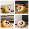 MewooFun Trendy Felt Cat Bed Cave Round Nest Wool Bed Gray for Cats and Kittens - WP055