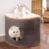 Wooden Cat House with 2 Removable Washable Cushions Cat Condo Sturdy Large Cave - WP035