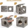 Mewoofun Handmade Cat Supplies Cat House for Indoor Woven Rattan Designed Pets - grey