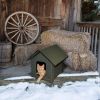 Outdoor Kitty House Cat Shelter (Unheated) Olive/Olive 19 X 22 X 17 Inches - Unheated-Olive