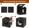 Mewoofun Handmade Cat Supplies Cat House for Indoor Woven Rattan Designed Pets - black