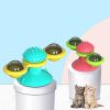 Cat Turntable Toy, Multifunction Catnip Rotating Windmill Toys with Strong Suction Cup, Interactive Play Self Groomer Massage Toy - yellow blue