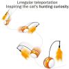 Rolling Pet Toys Interactive 360 Degree Automatic Self Rotating LED Light Sound Cat Chaser Ball Exercise with Detachable Feather - orange