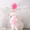 Cat Teaser Fluffyball Feather Wand Stick Funny Interactive Pet Cat Toys Pet Kitten Play Interactive Toy - pink