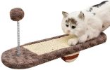 Cat Toy Scratcher with Ball Interactive Durable Kitty Seesaw Scratching Pad Pet Scratch Sofa Bed for Small Medium Cats - brown