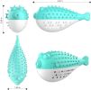 Fish Shape Built-in Small Bell Cat Pet Toothbrush Refillable Catnip Simulation Fish Teeth Cleaning 2 in 1 Chew Toys - blue