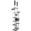 Roypet Adjustable 94.4"-101.2" Luxury Cat Furniture Floor-to-Ceil Cat Trees with Fixing Tool - Grey