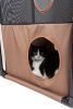 Pet Life Kitty-Square Obstacle Soft Folding Sturdy Play-Active Travel Collapsible Travel Pet Cat House Furniture - Khaki, Brown