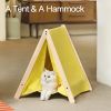 Mewoofun Pet Portable Folding Tent Cat Hammock House Easy Assembly for Dog Cat - yellow