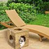 Mewoofun Handmade Cat Supplies Cat House for Indoor Woven Rattan Designed Pets - brown