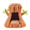 Tree Shaped Pet Cat Home Sleeping Bed Tree, Tent Home Pet Cat Dog Bed Semi-Closed Nest Cushion Tree Shape House Cave Cute Detachable Warm Cave - brown