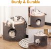 Wooden Cat House with 2 Removable Washable Cushions Cat Condo Sturdy Large Cave - WP035