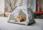 Washable Pet Puppy Kennel Dog Cat Tent, Pet Tent Bed, Pet Teepee Dog Cat Bed with Canopy, Pet Bed, Portable Foldable Durable Pet Tent - Large