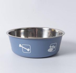 Stainless Steel Rice Bowl Dog Basin (Option: Morandi Blue-L)