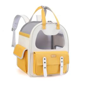 Pet Bag Large Capacity Portable Foldable Portable Cat Backpack (Color: Yellow)