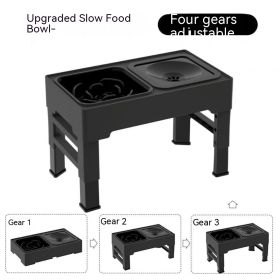 Pet Dining-table Ceramic Stainless Steel Double Bowl Height Adjustable (Option: Black upgrade-large dog)