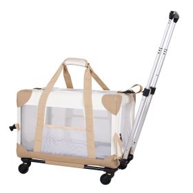 Portable Car Pet Trolley Bag For Going Out (Option: White-Breathable)