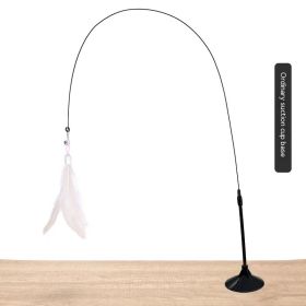 Cat Toy Long Brush Holder Suction Cup With Bell (Option: Ordinary Sucker White Hair)