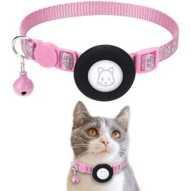 Pet Cat Footprints Reflective Collar With Bell (Color: Pink)