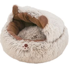 Cat Nest Warm Fully Enclosed (Option: Diameter 35cm-Brown Bear)