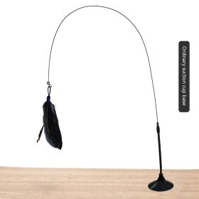 Cat Toy Long Brush Holder Suction Cup With Bell (Option: Ordinary Sucker Black Fur)