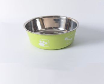 Stainless Steel Rice Bowl Dog Basin (Option: Apple Green-S)