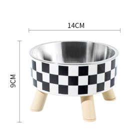 Pet Bowl Non-slip Square Bowl Large Capacity Dog Food Bowl Stainless Steel (Option: Plaid)