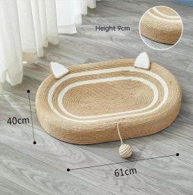 Cat Scratch Board Sisal Cat Scratch Basin (Option: 61x40x9CM-Scratch Board With Ears)