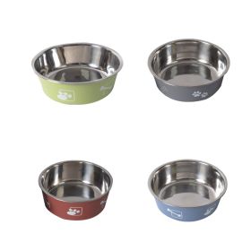 Stainless Steel Rice Bowl Dog Basin (Option: Gentleman Gray-M)